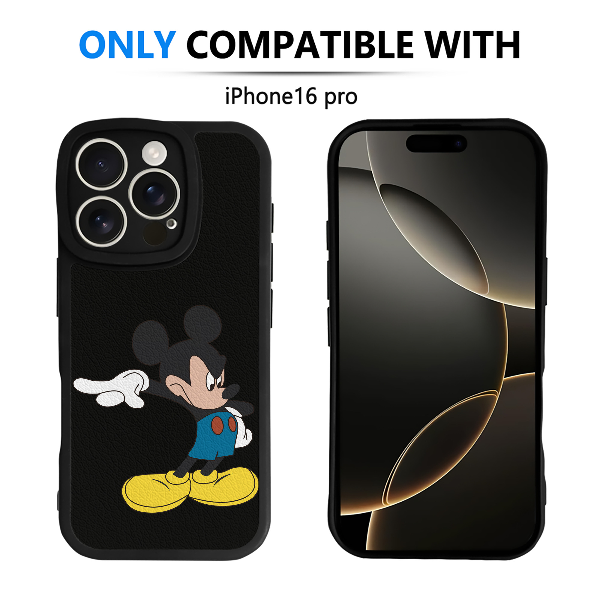 （画像用） ミッキーマウス Mickey Mouse 【iPhone 16シリーズ対応】シリコンスマホケース（レザー調） 材質：シリコン